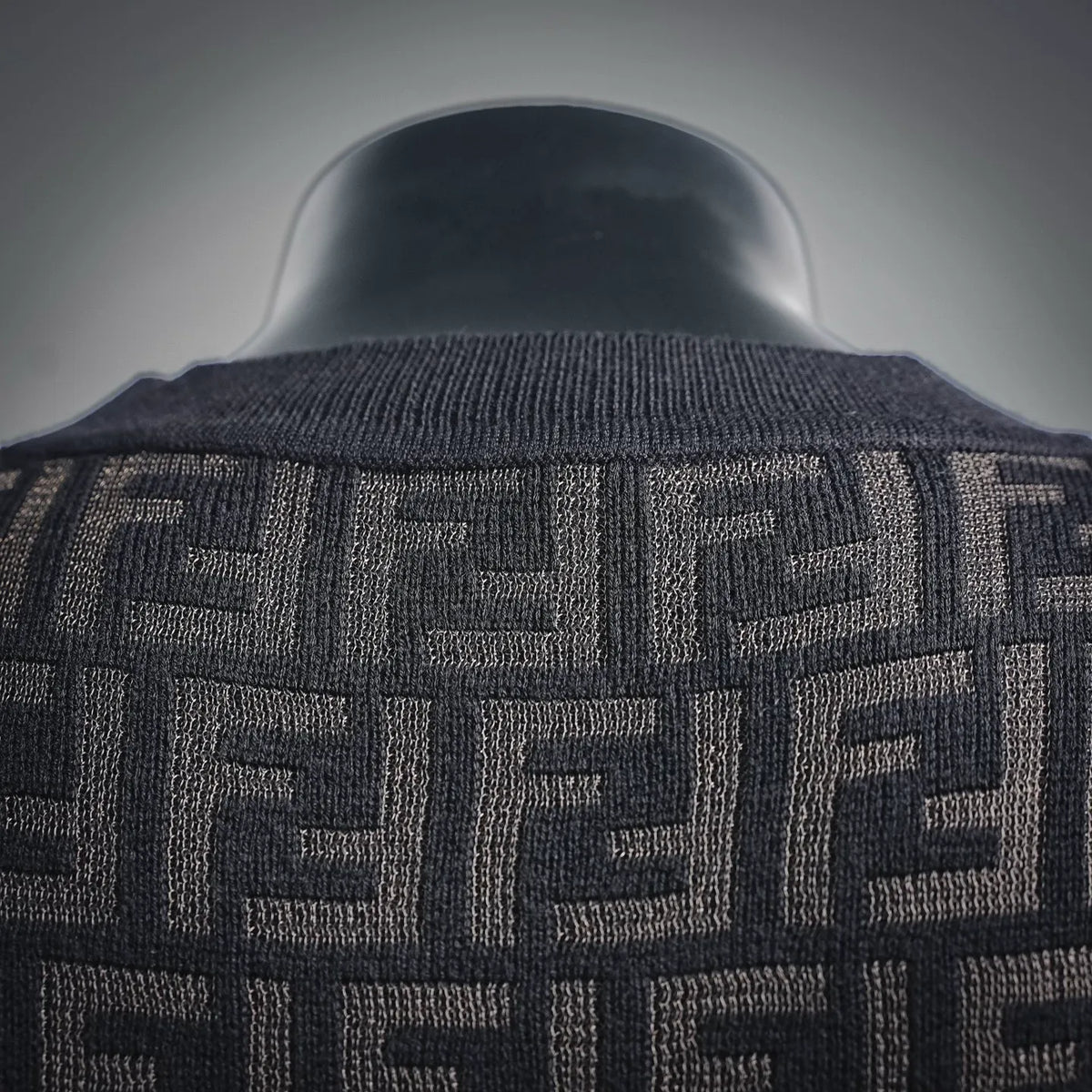 Fendi knit sweater ribbed crew collar with repeating FF logo pattern