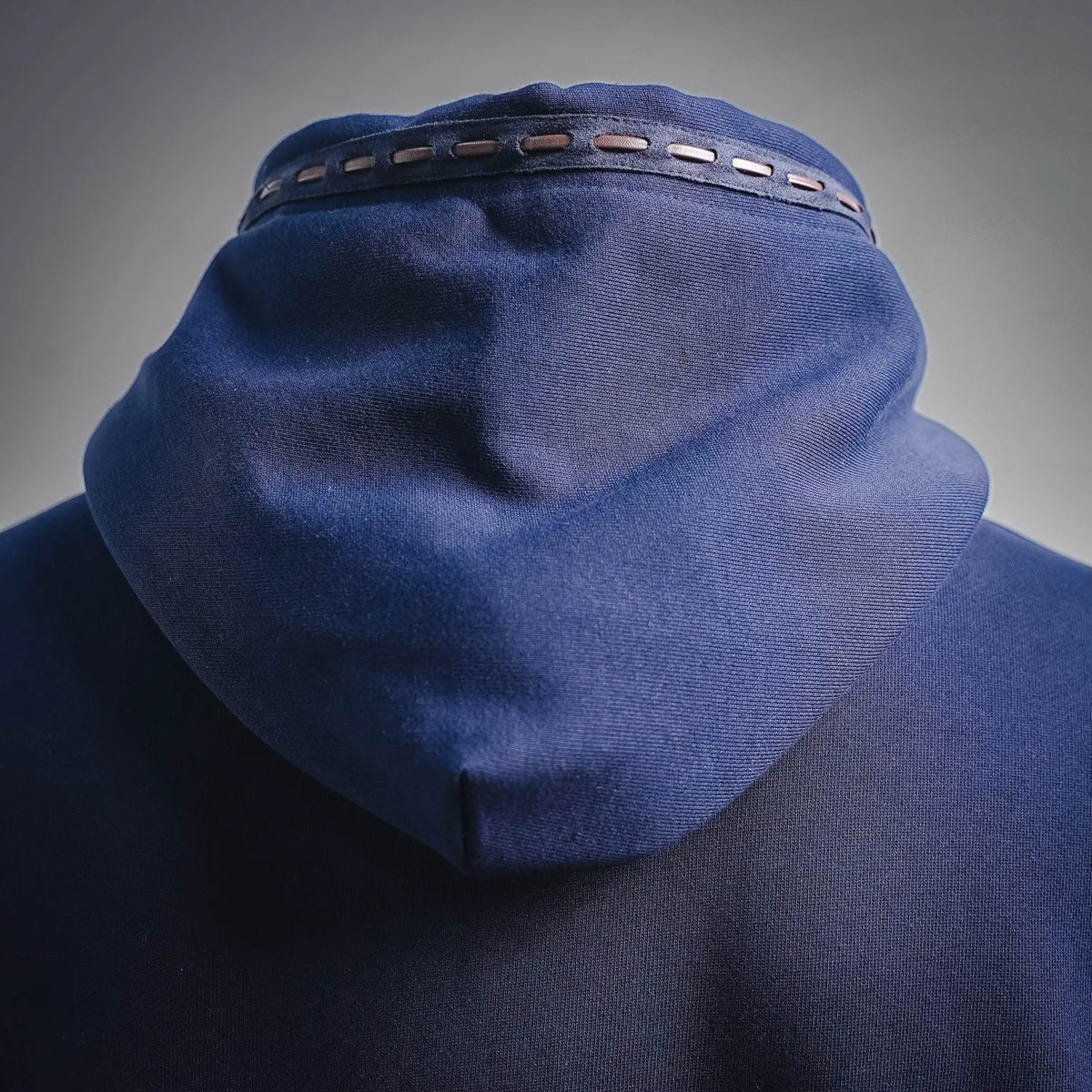 Fendi navy hood with stitch detail and drawstring eyelets