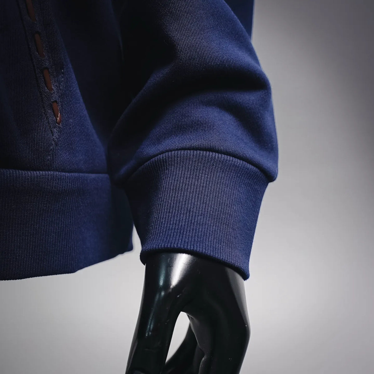 Fendi navy hoodie sleeve with ribbed cuff and stitched seam