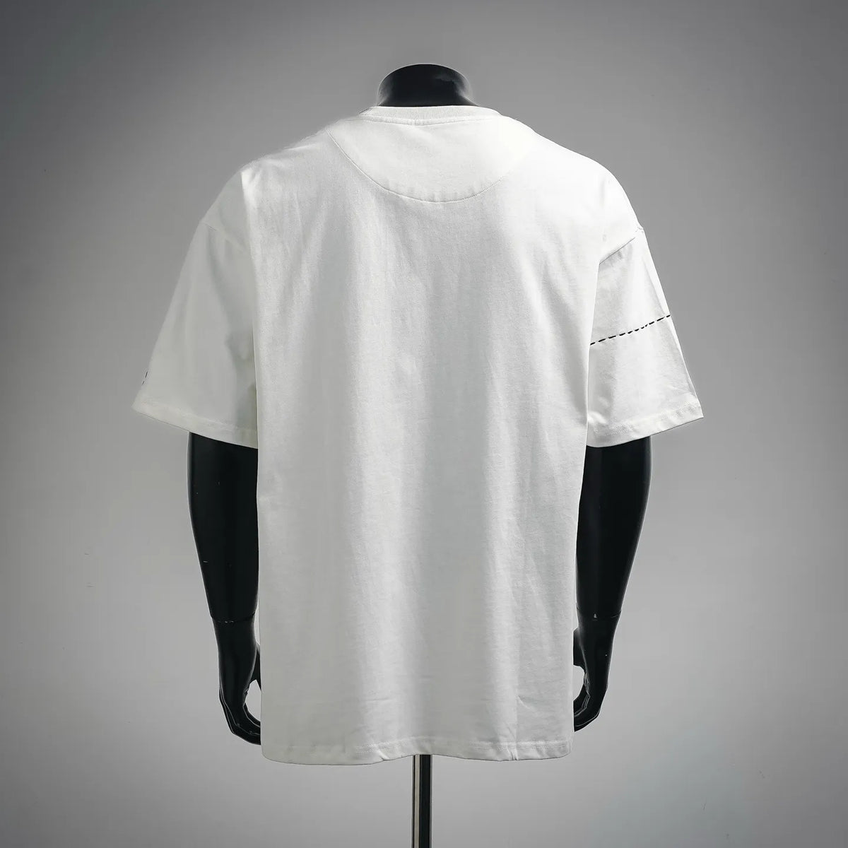 White short-sleeve T-shirt back with stitched panel detail along the side
