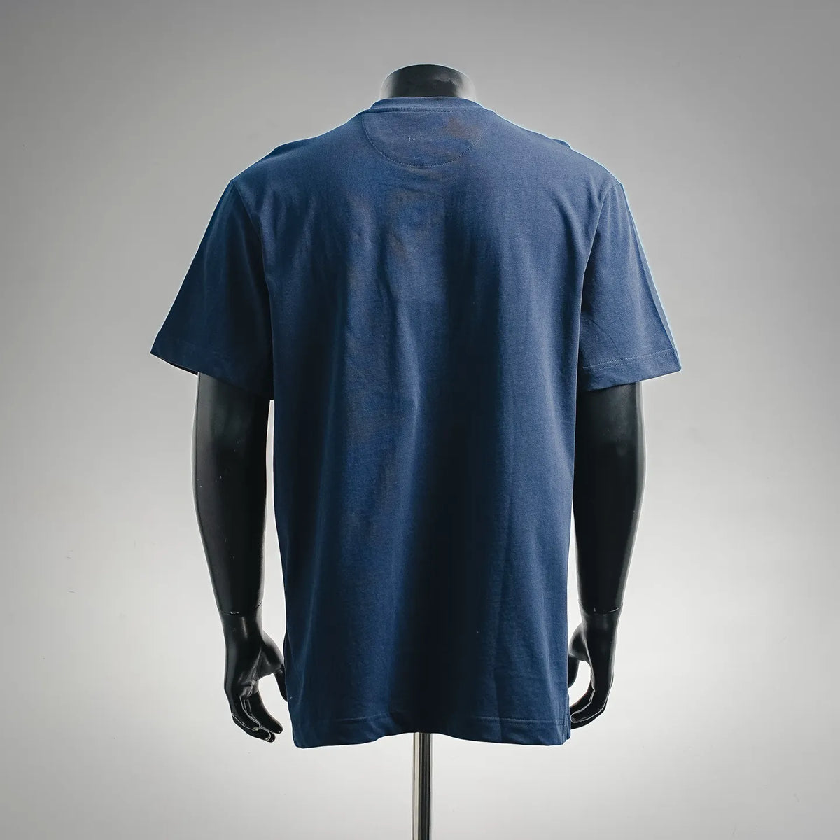 Fendi short-sleeve T-shirt back view in dark blue, plain crew neck