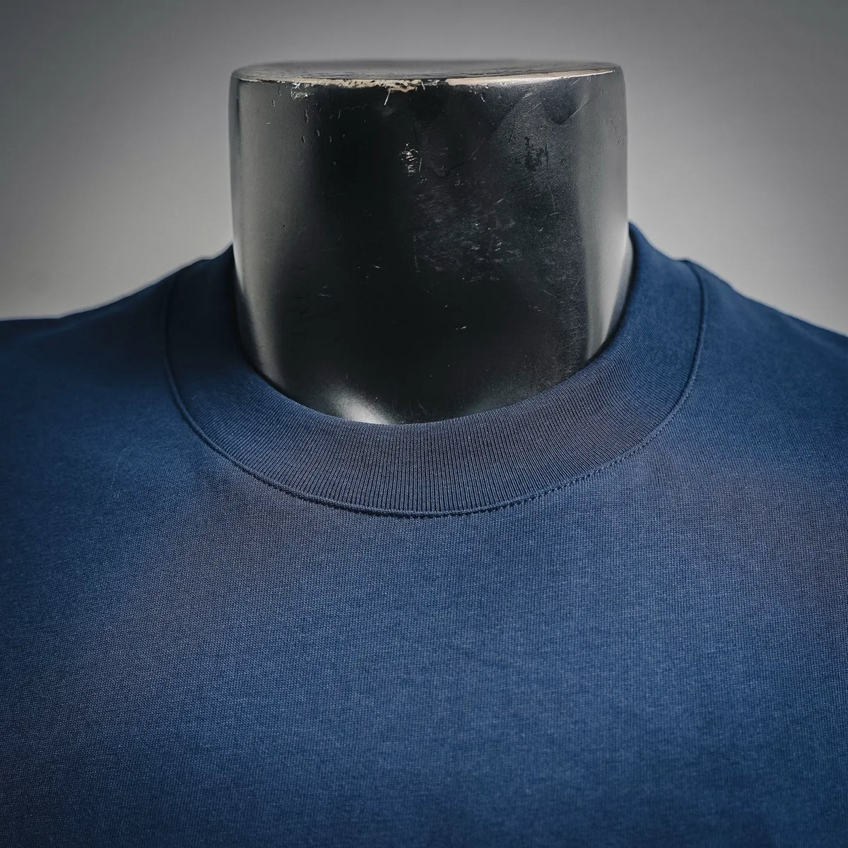 Fendi dark blue crew-neck T-shirt with ribbed collar and soft knit finish