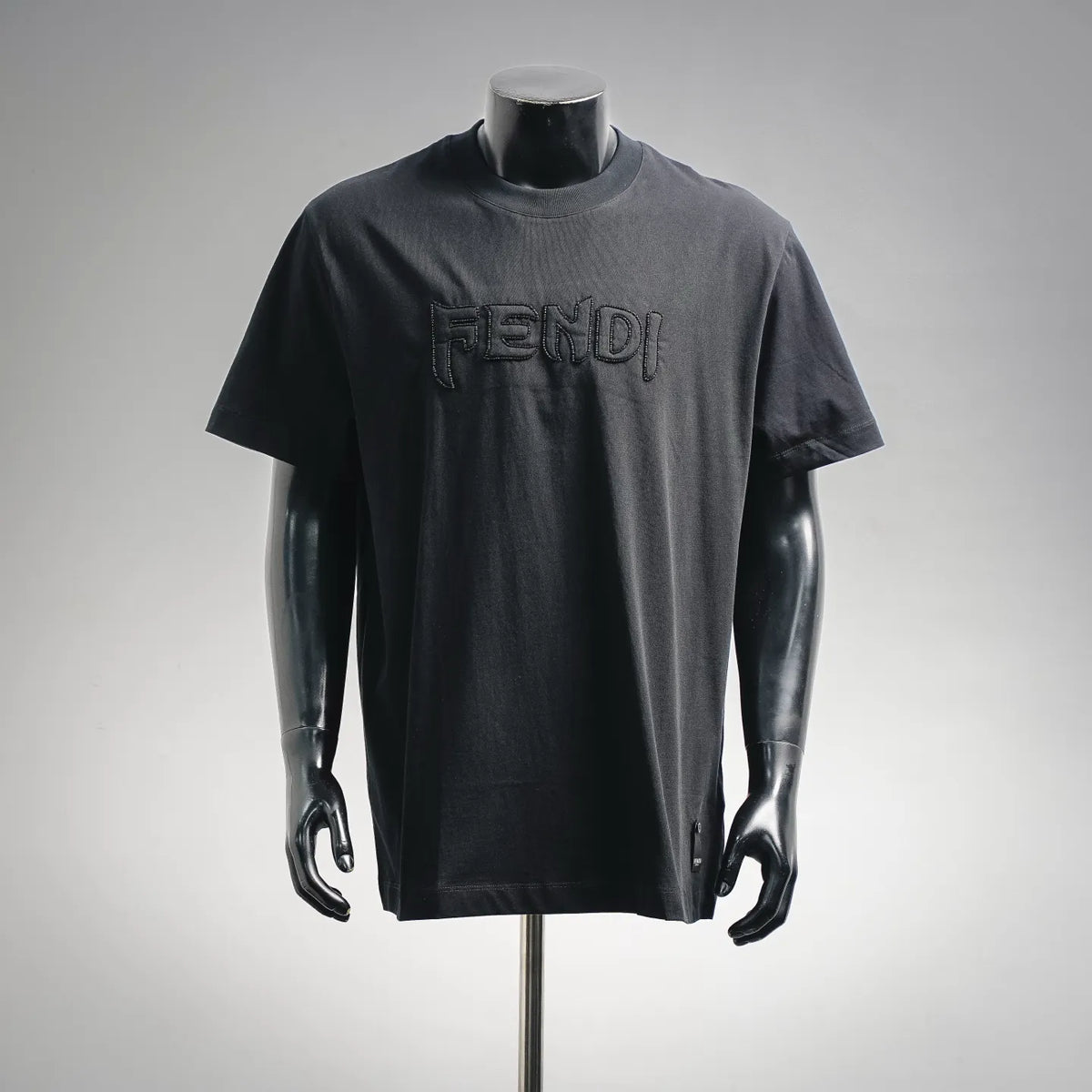 Fendi black short-sleeve T-shirt with embossed logo