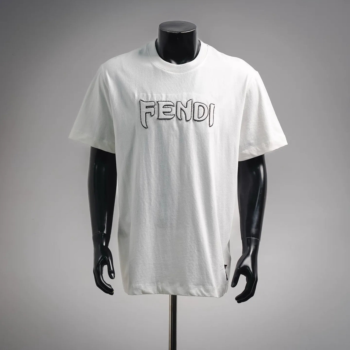 Fendi short-sleeve T-shirt with FENDI logo on front, white