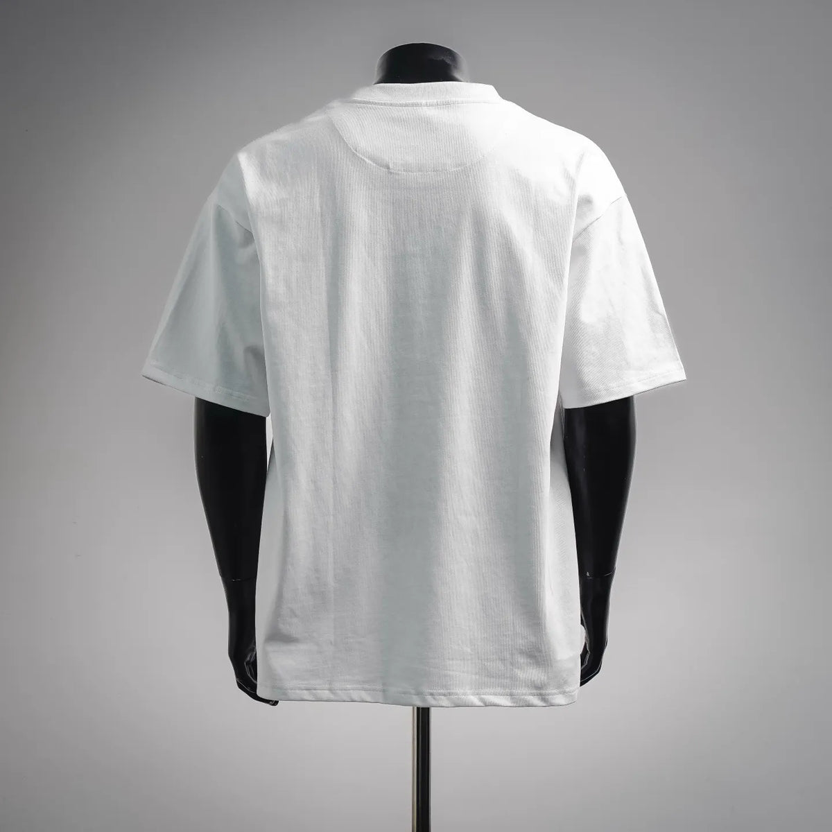White crew-neck T-shirt, back view