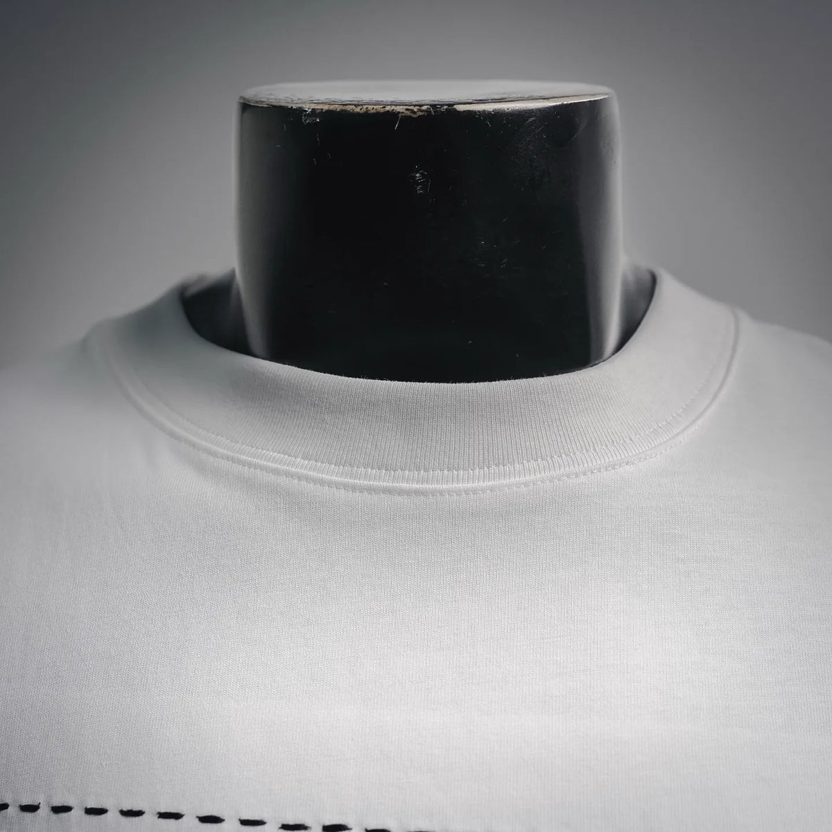 White crew-neck T-shirt neckline view