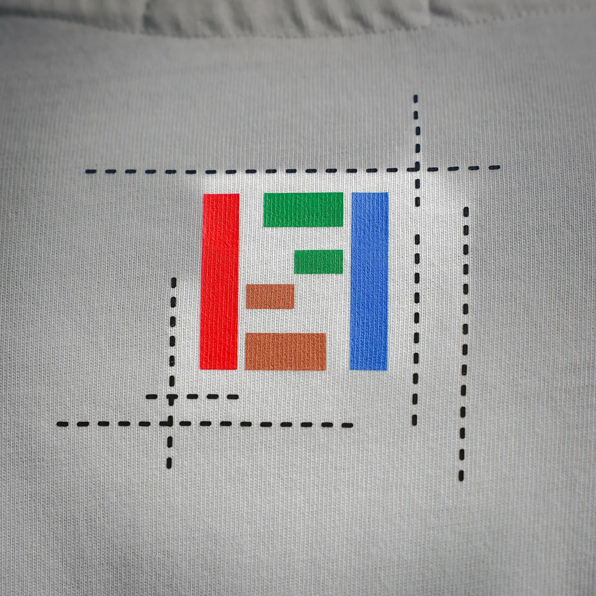 Colorful Fendi logo graphic print on white T-shirt fabric