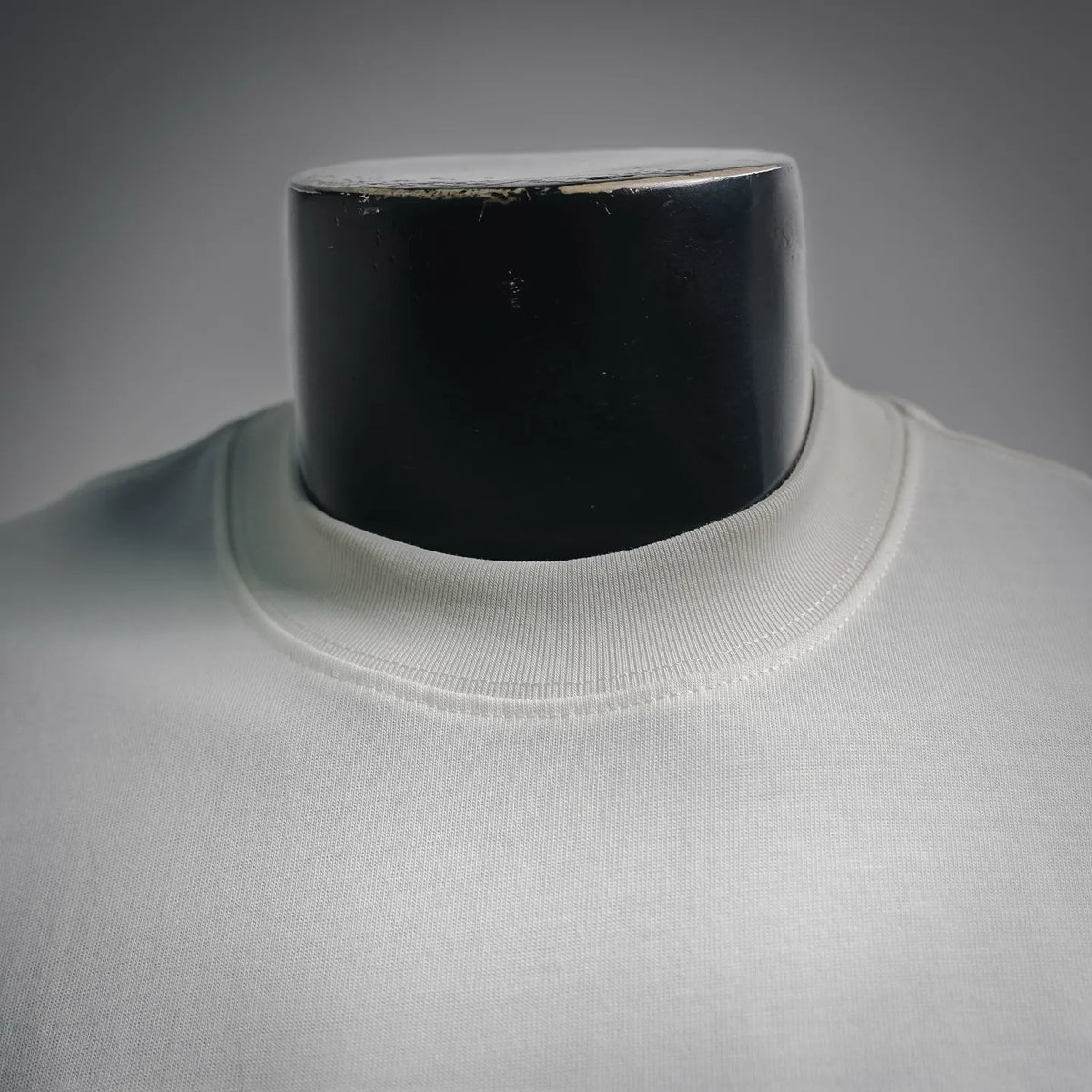 White crew-neck T-shirt with ribbed collar