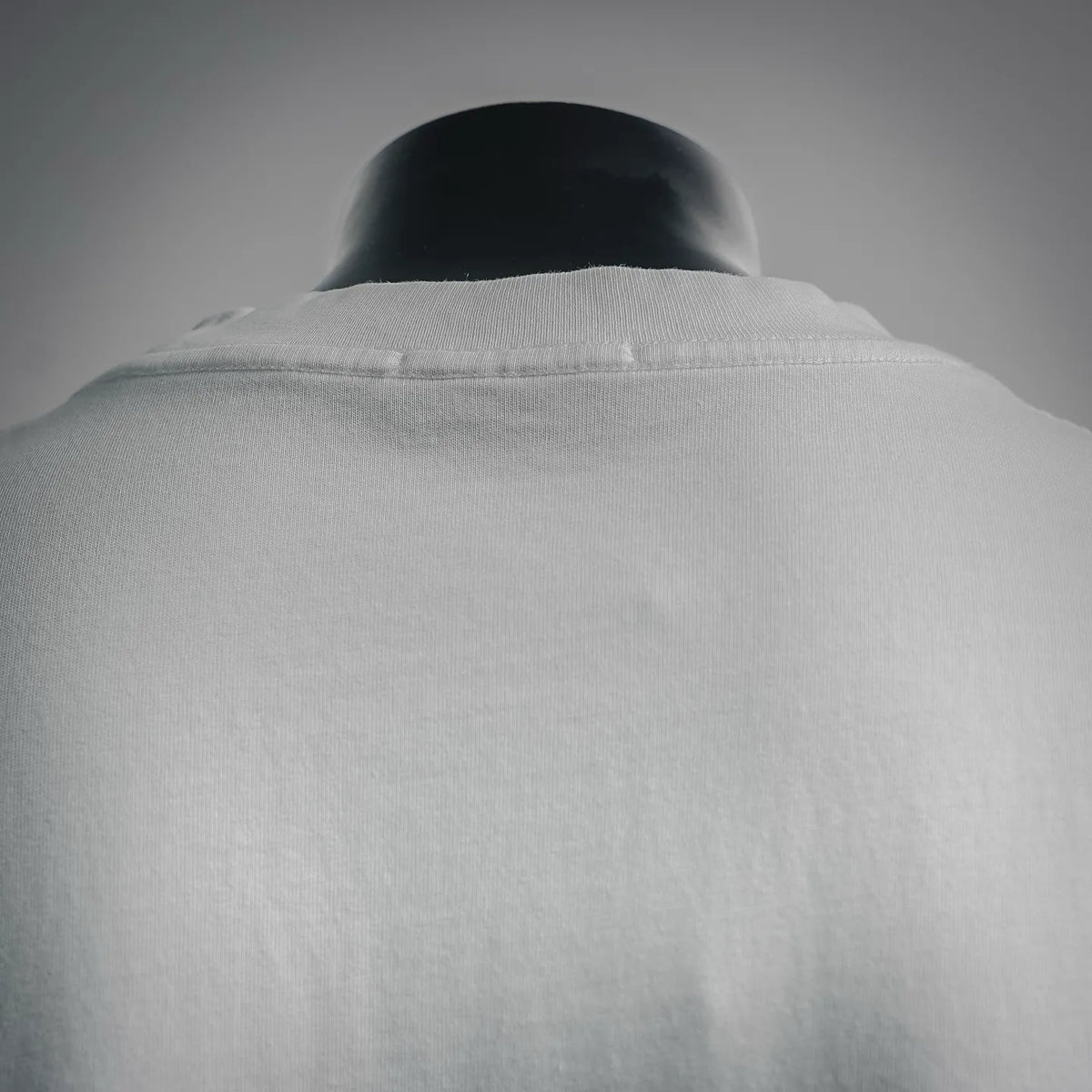 White T-shirt back view with crew neck