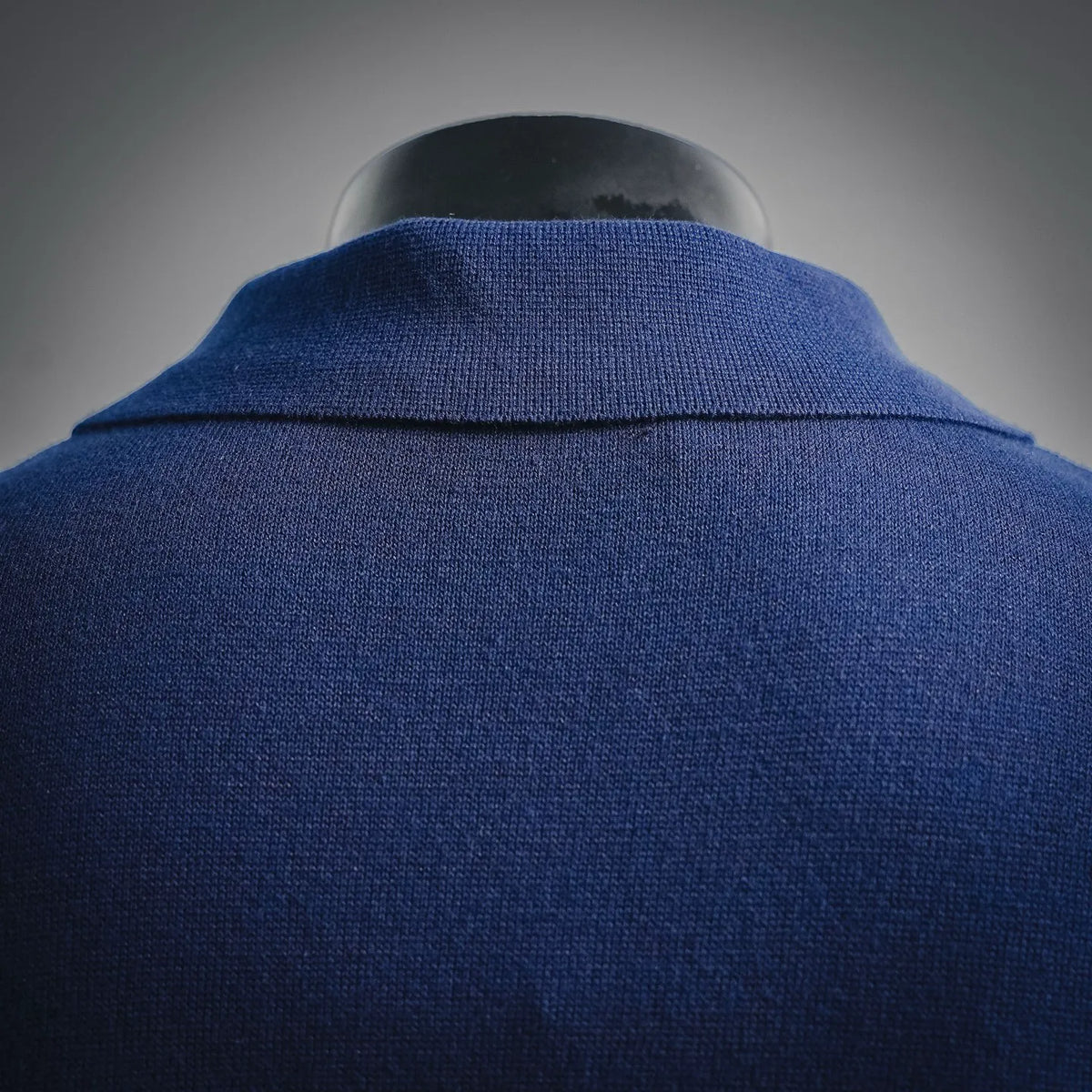 Fendi polo shirt shoulder and collar in deep blue knit with smooth ribbed trim