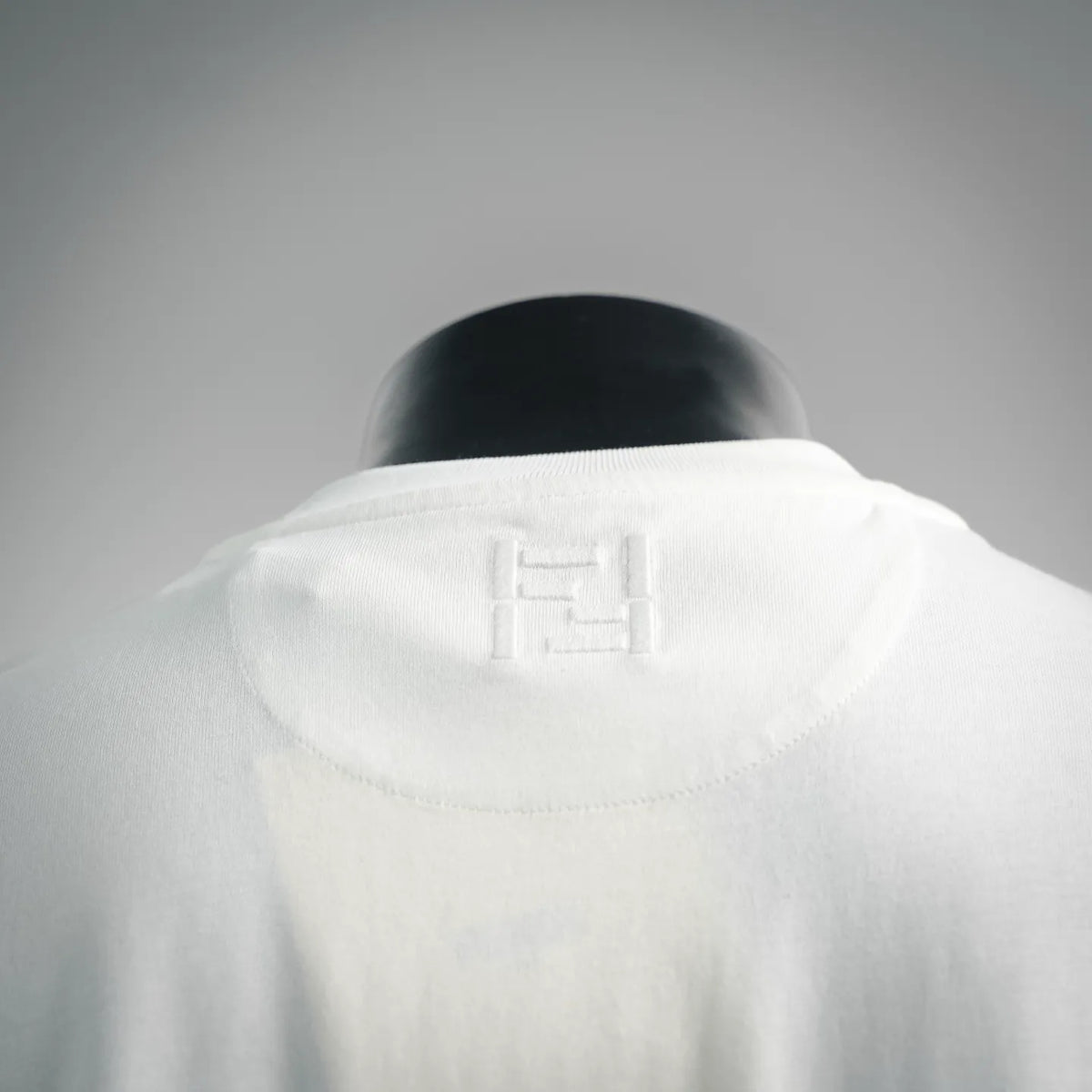 White Fendi T-shirt back collar with embossed monogram