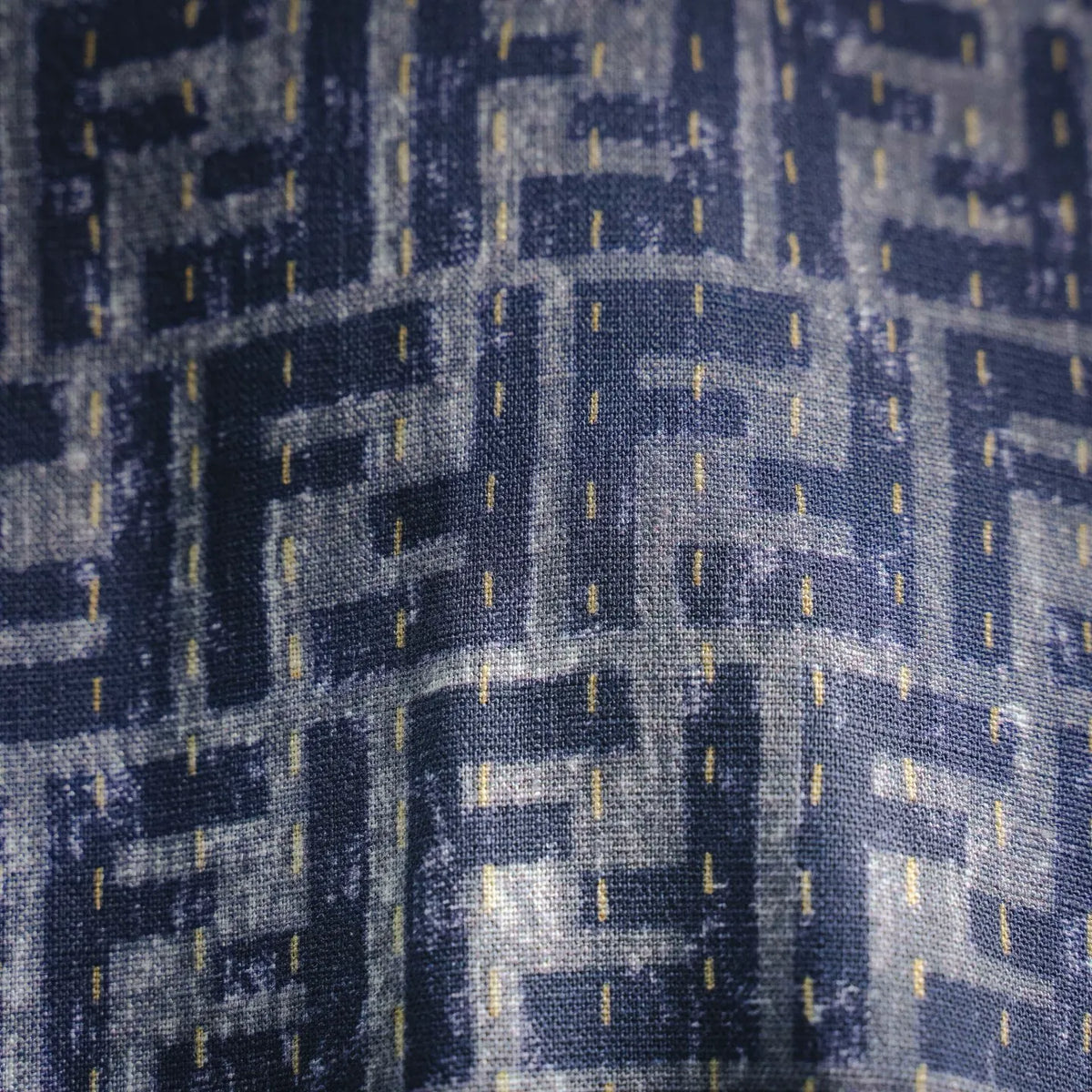 Blue and white Fendi monogram fabric texture close-up