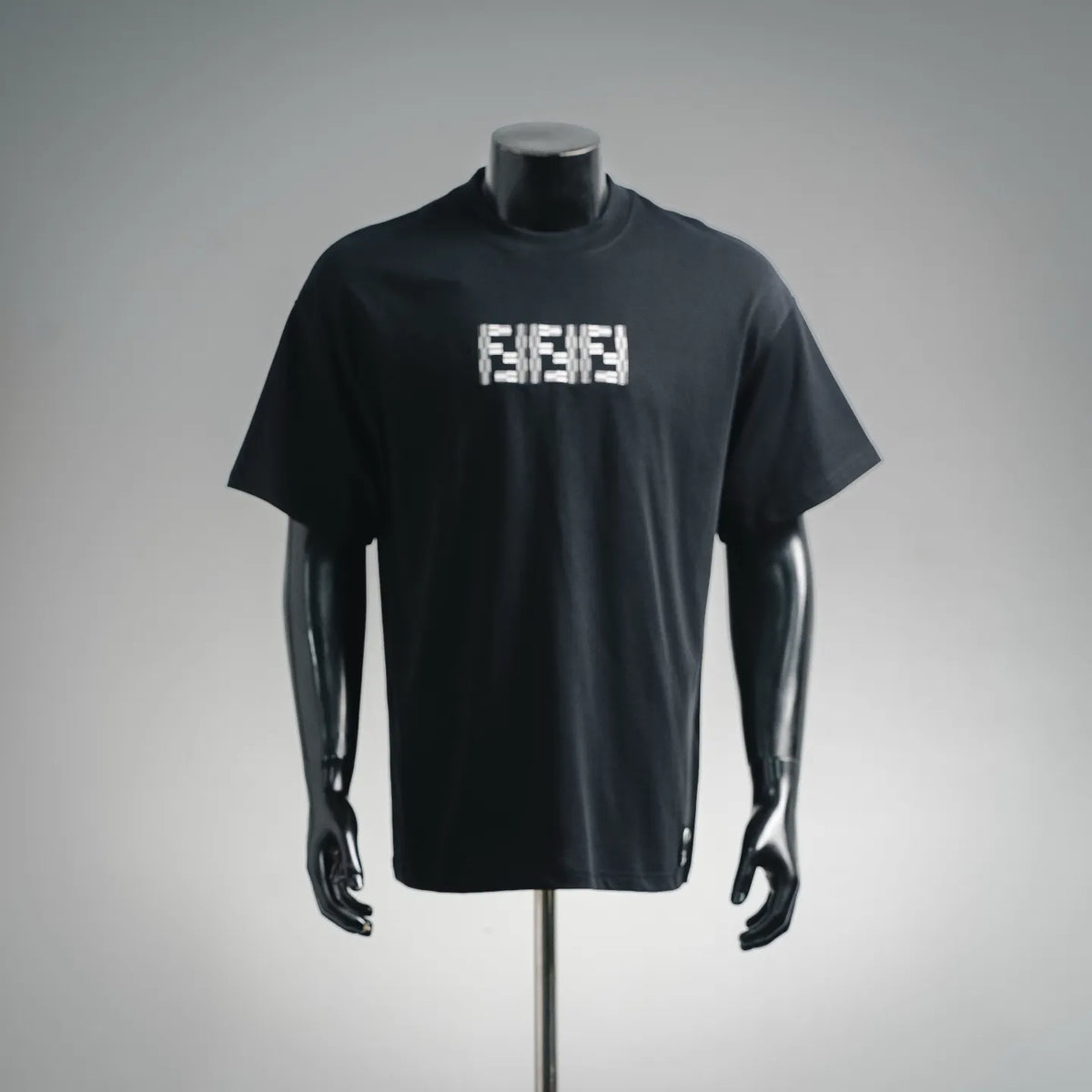 Black short-sleeve T-shirt with FENDI logo on chest