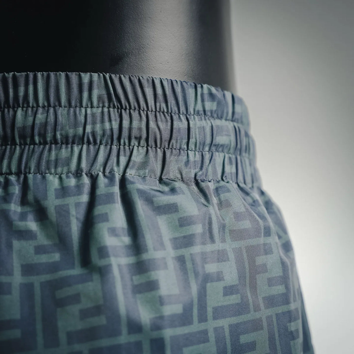 Fendi logo swim shorts waistband with gathered elastic and drawstring