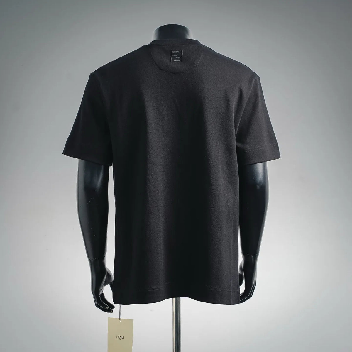 Fendi black regular-fit T-shirt, back view with small center neck logo
