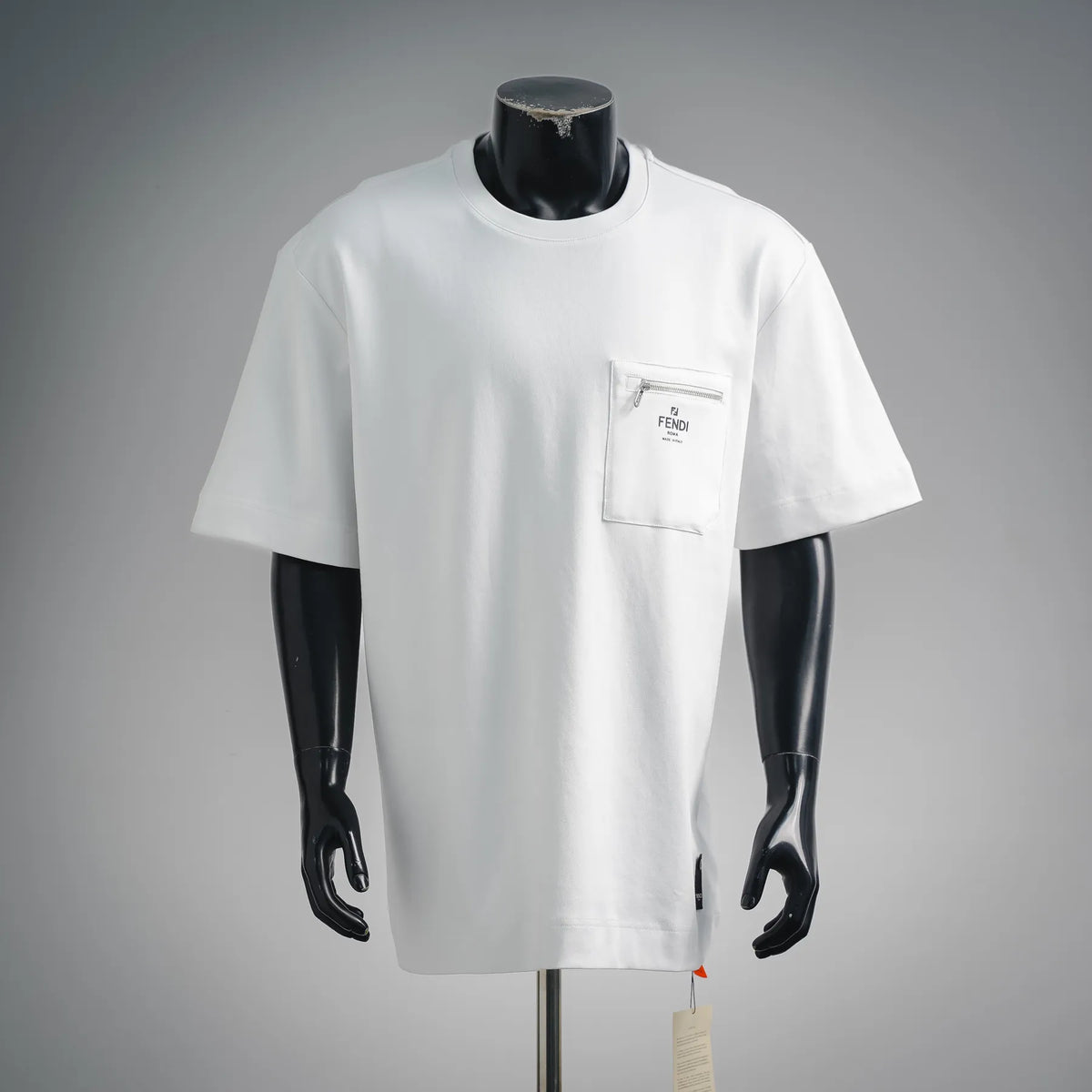 White Fendi short-sleeve T-shirt with chest zip pocket detail
