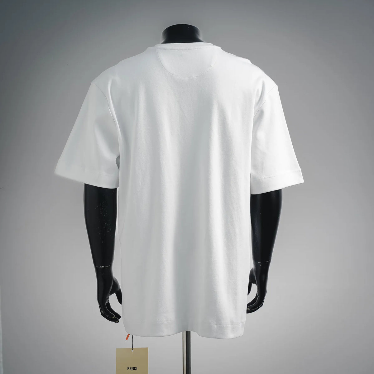 White Fendi short-sleeve T-shirt on mannequin, back view
