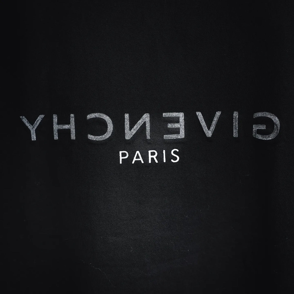 White Givenchy logo text print on black T-shirt
