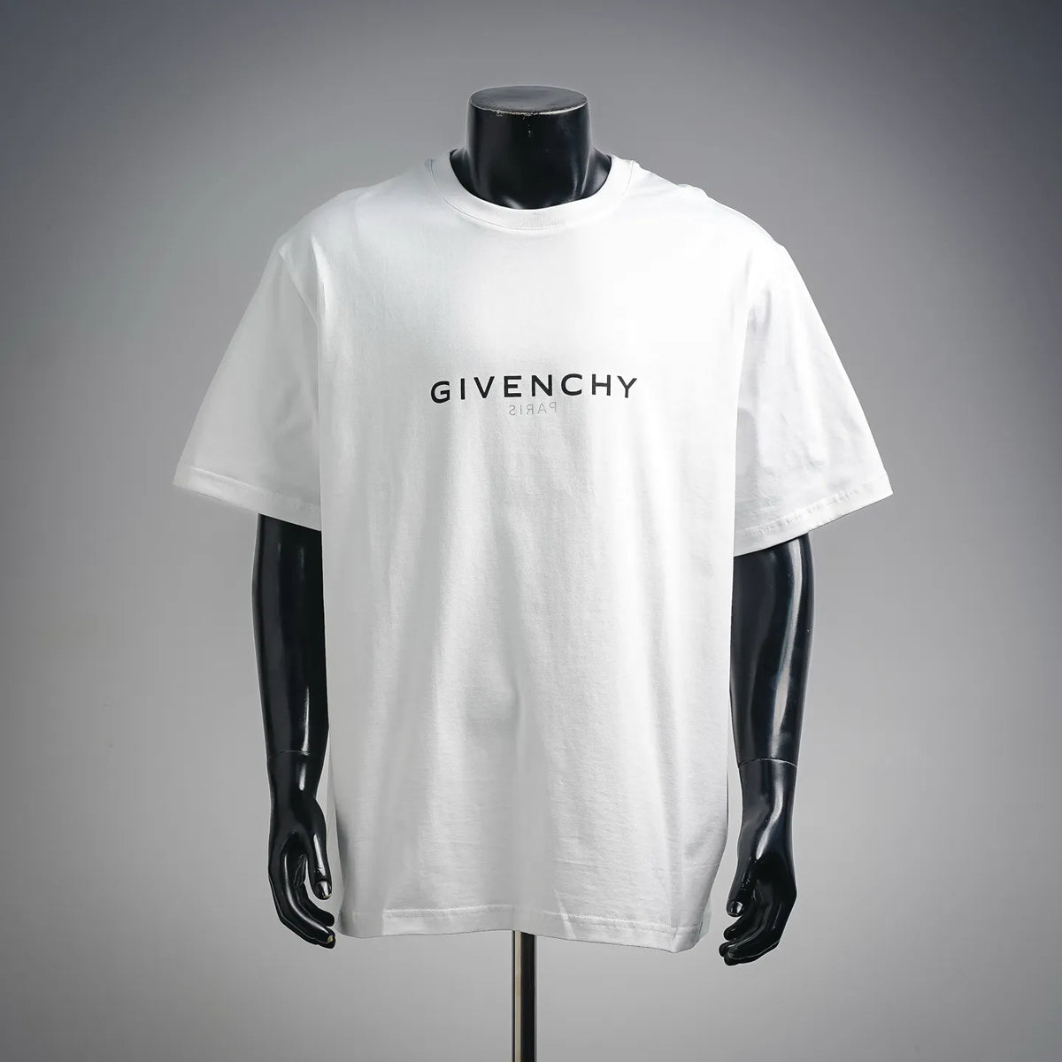 White Givenchy T-shirt with front GIVENCHY logo on chest