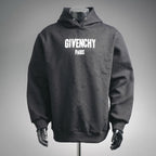 Black Givenchy Paris hooded sweatshirt with front logo print and long sleeves