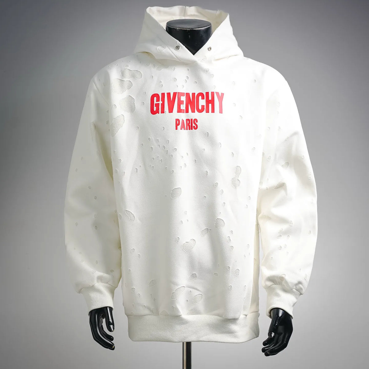 White hooded sweatshirt with red Givenchy Paris front logo
