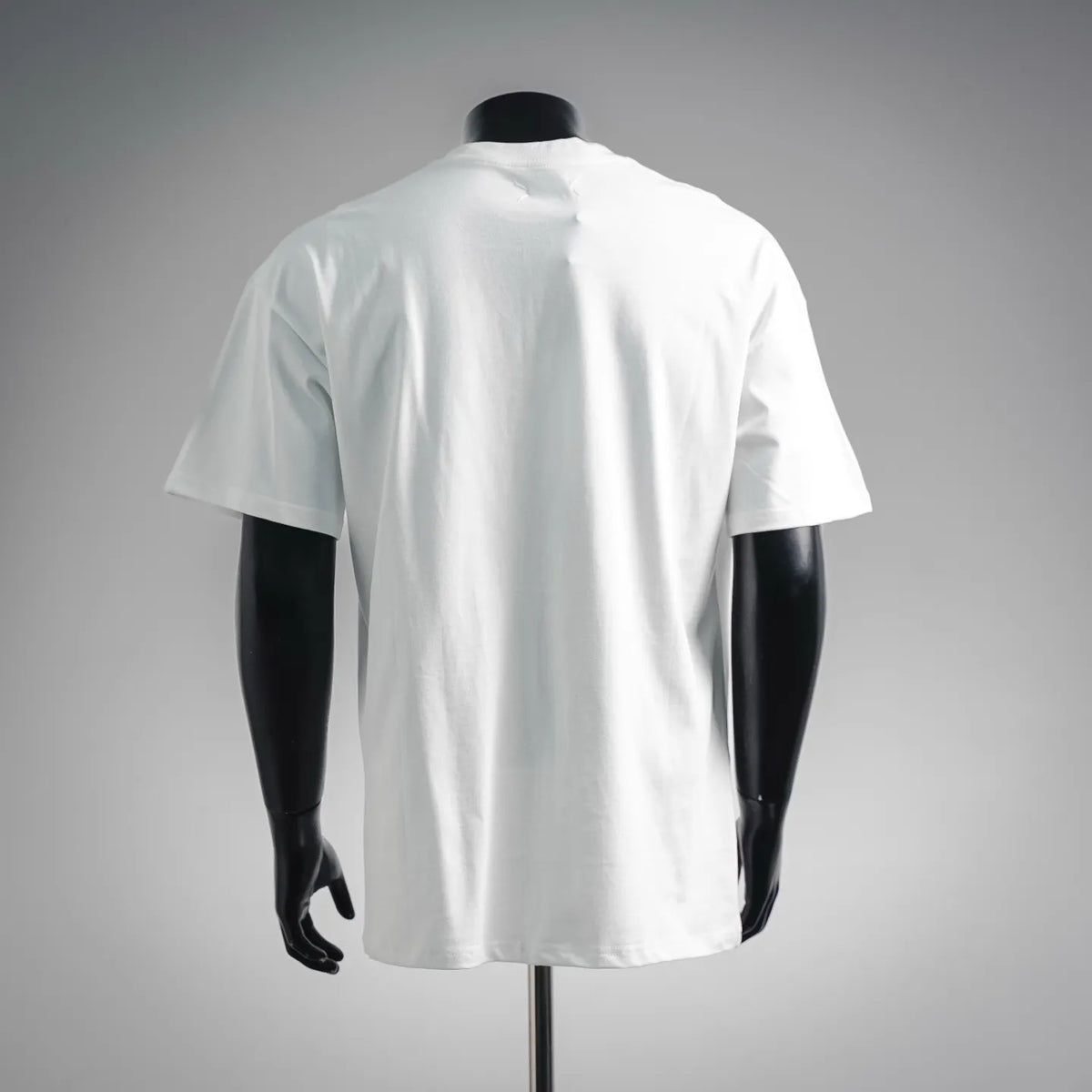 Men's white short-sleeve T-shirt, plain back view