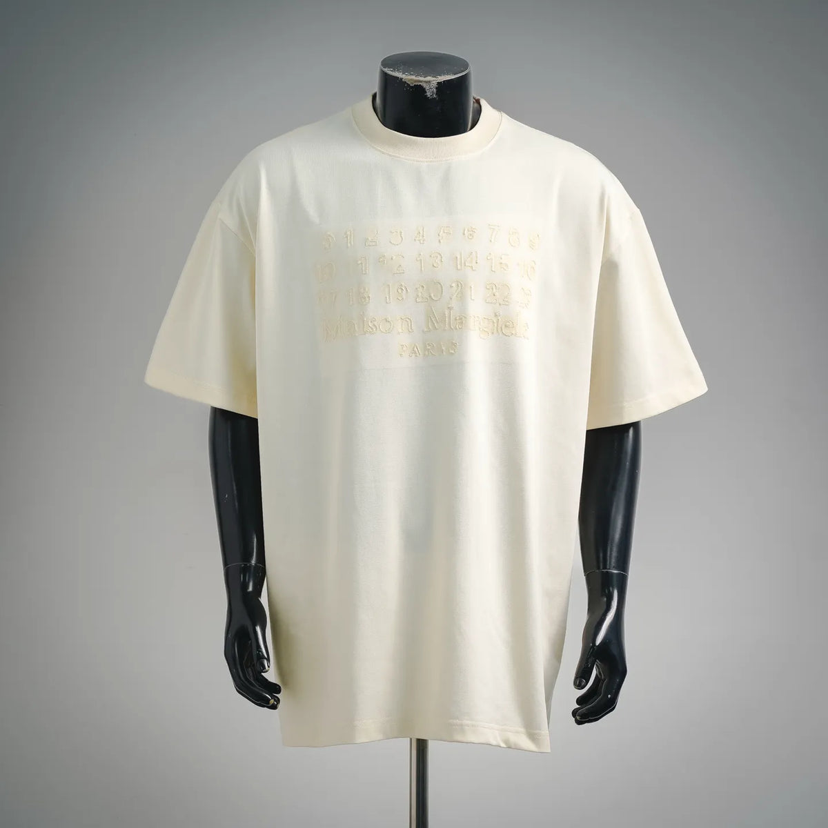 Men's short-sleeve T-shirt, off-white, debossed logo graphic with Maison Margiela PARIS