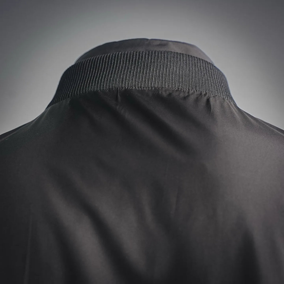 Moncler coat collar detail with ribbed knit trim