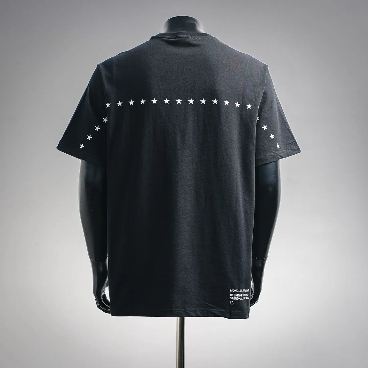 Moncler graphic short-sleeve T-shirt, dark blue back with star pattern across shoulders