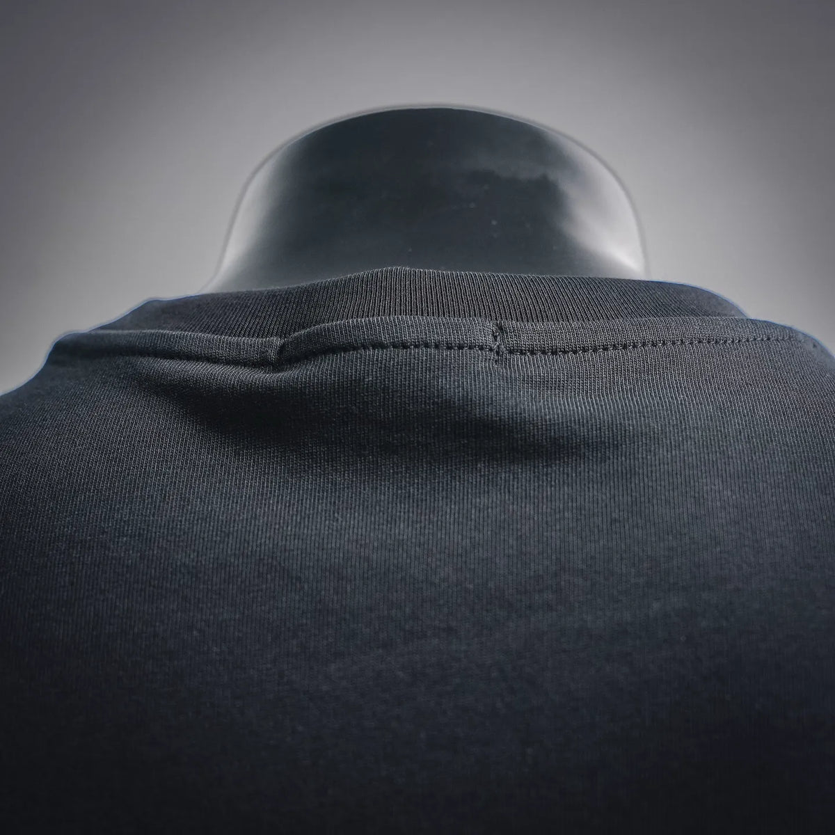 Moncler dark blue crewneck T-shirt with ribbed collar and stitched neckline trim