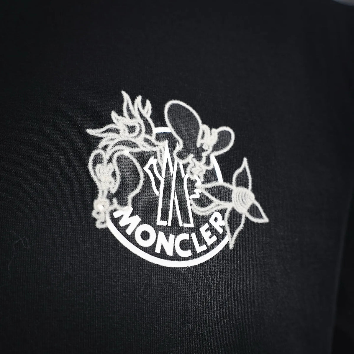 Moncler dark T-shirt chest graphic logo in white