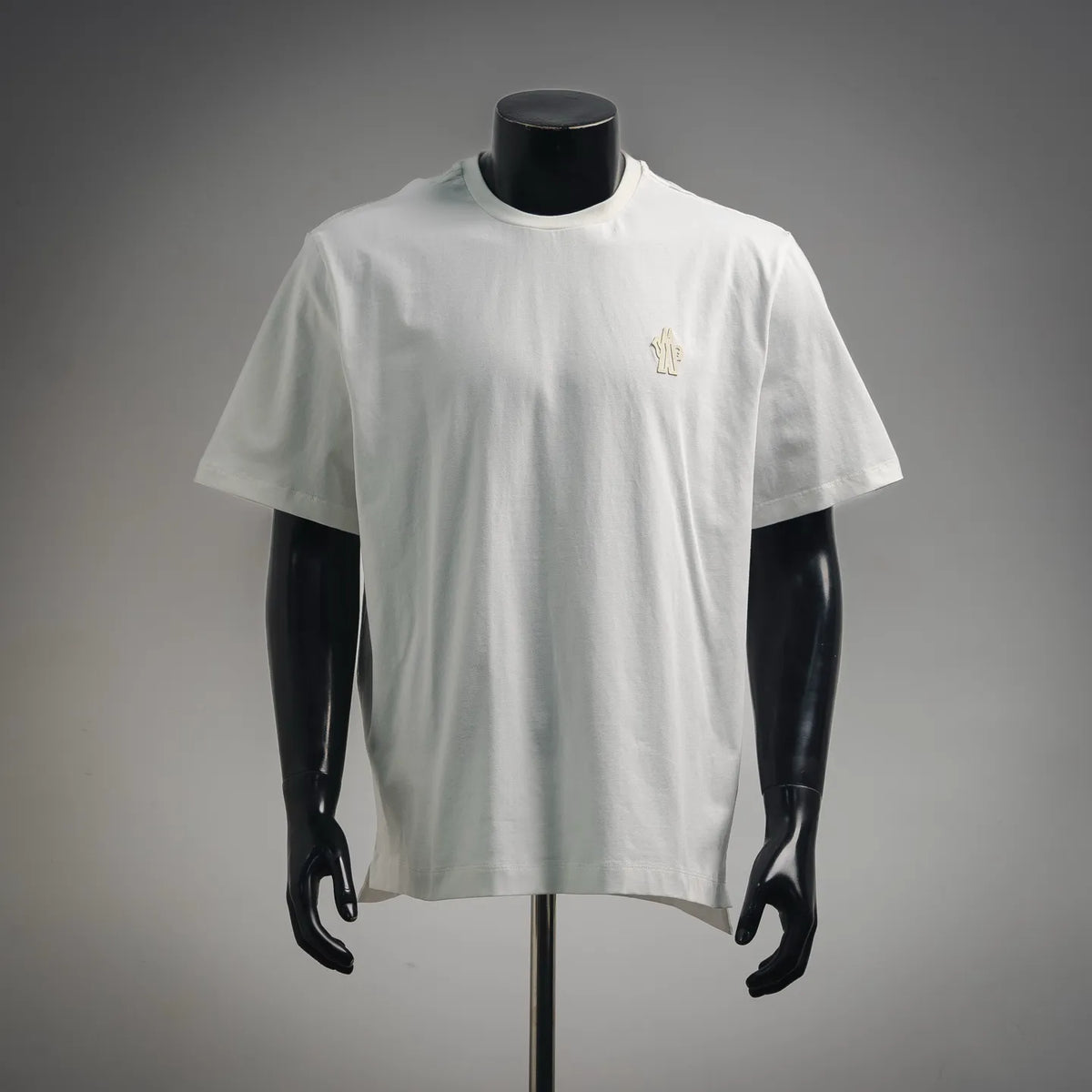 White short-sleeve crewneck T-shirt with small chest logo detail