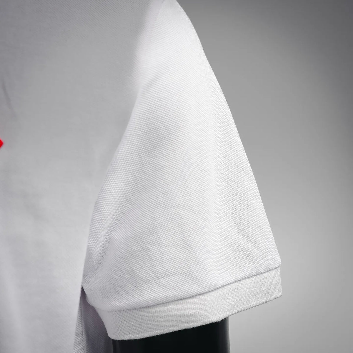 White polo shirt short sleeve with straight hem and ribbed cuff