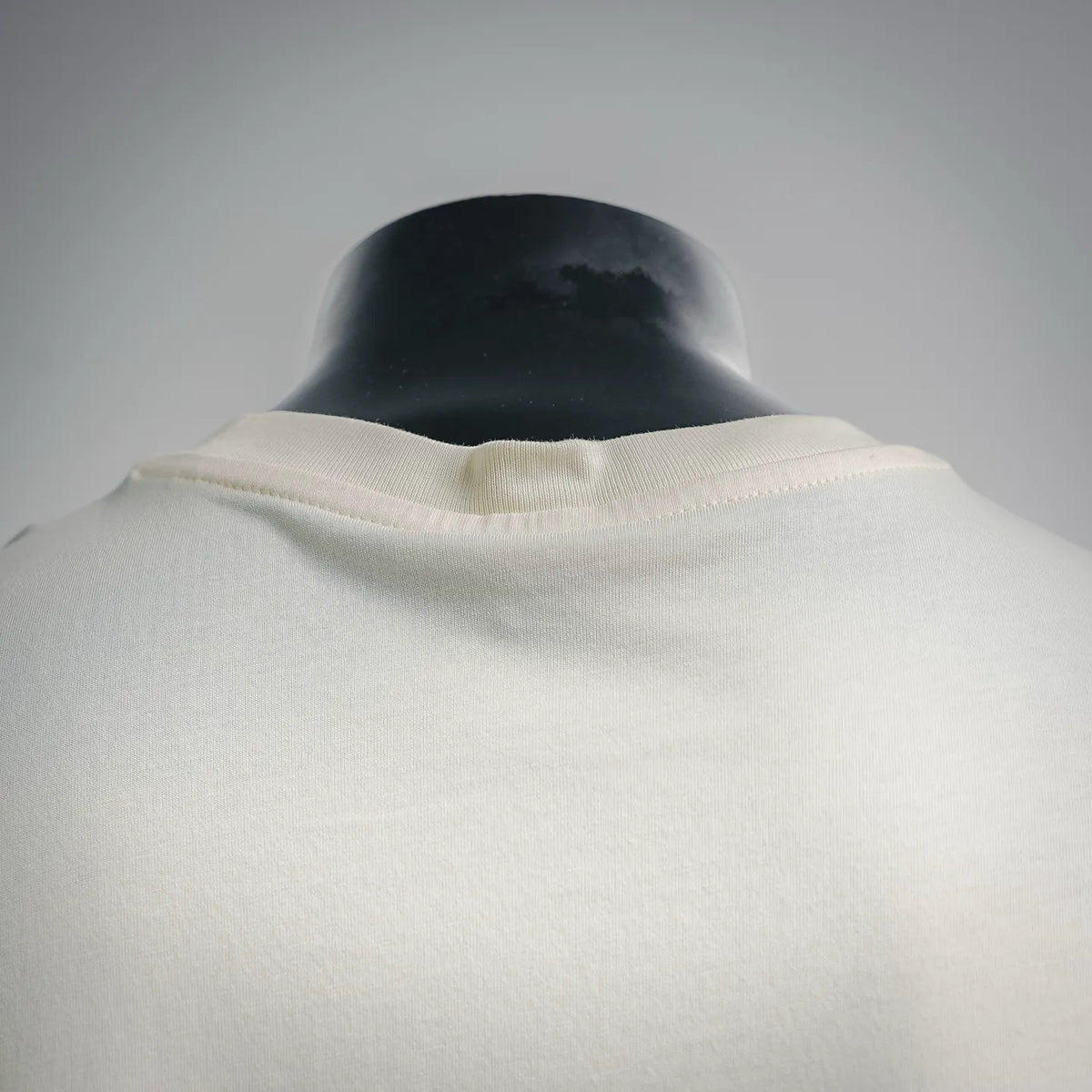 Moncler light cream crewneck T-shirt with ribbed collar