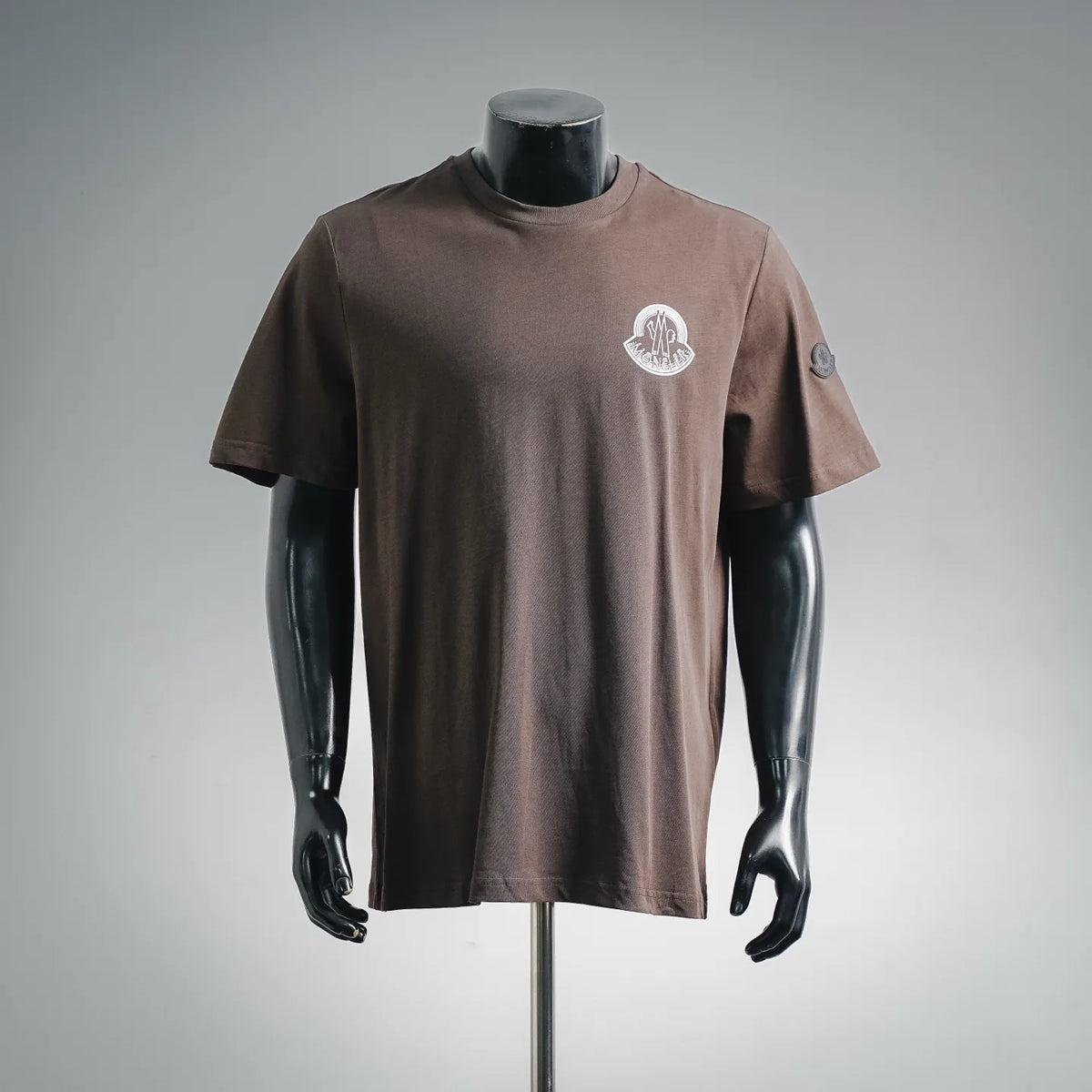 Brown Moncler short-sleeve T-shirt with chest logo