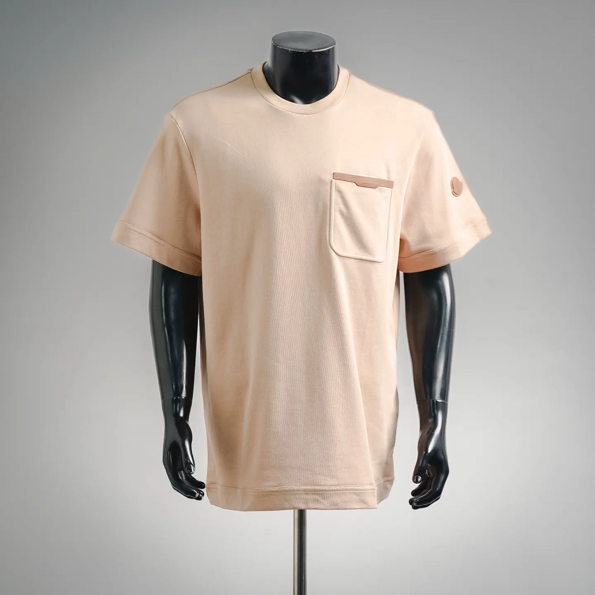 Moncler beige crewneck T-shirt with chest pocket