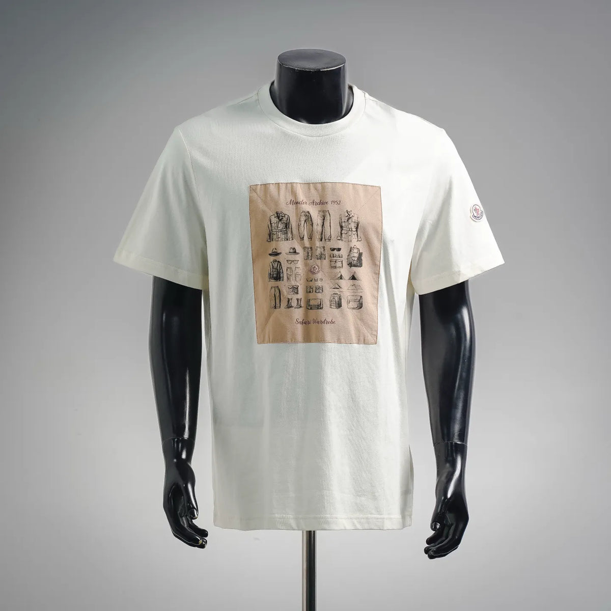 Moncler short-sleeve T-shirt, white, front graphic print patch, crew neck