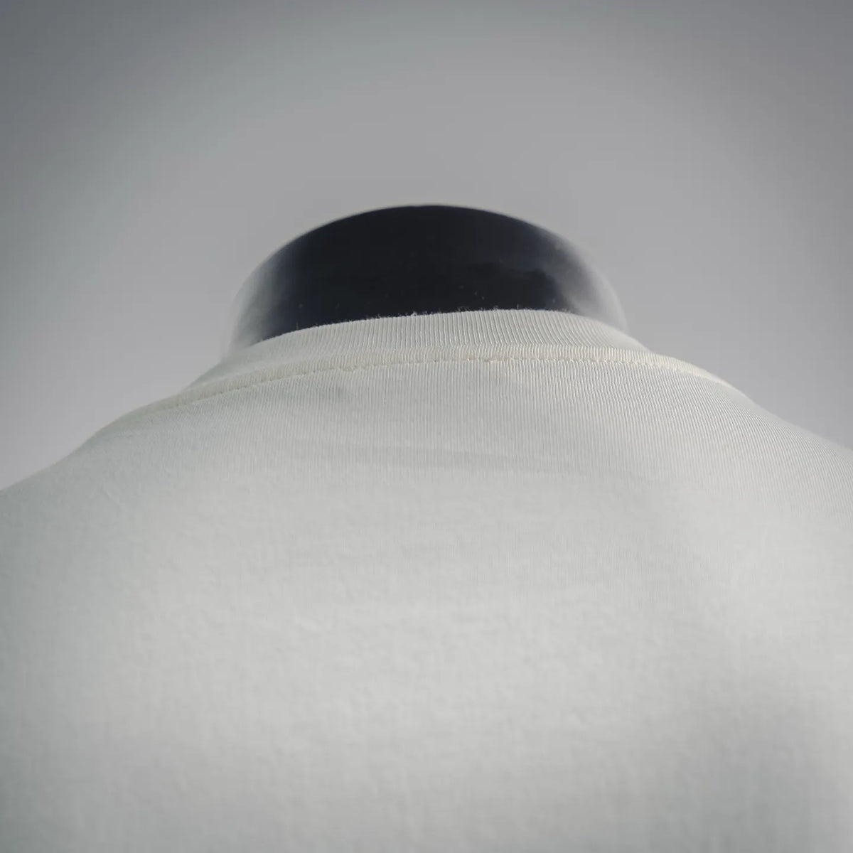 Moncler short-sleeve T-shirt, white, close-up of collar neckline and upper back