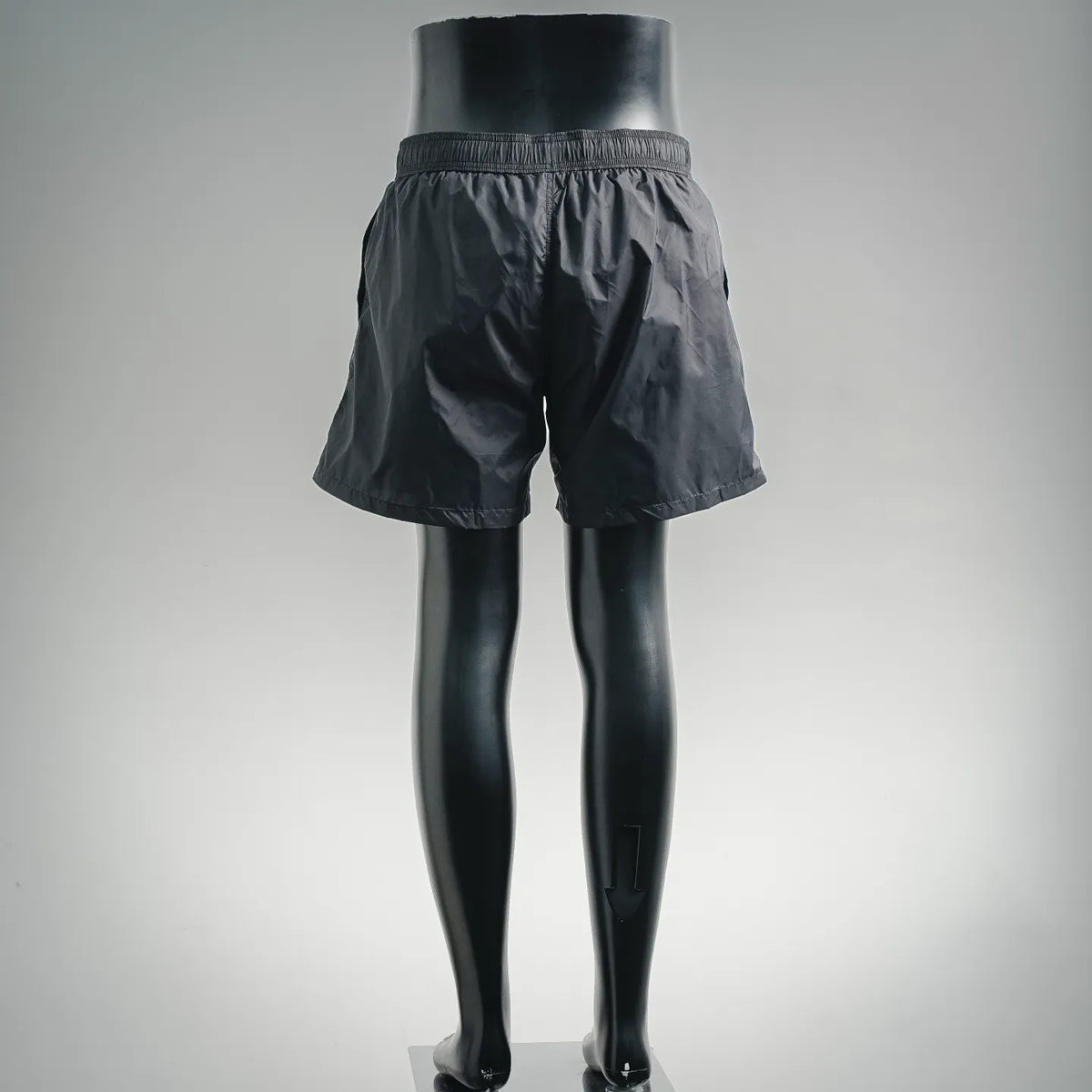 Moncler black swim shorts, back view, elastic waistband
