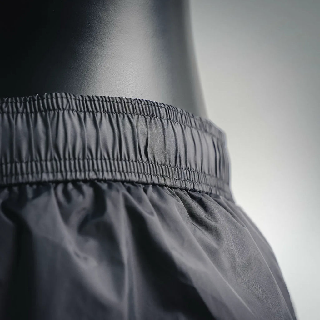 Moncler black swim shorts with gathered elastic waistband