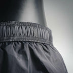 Moncler black swim shorts with gathered elastic waistband