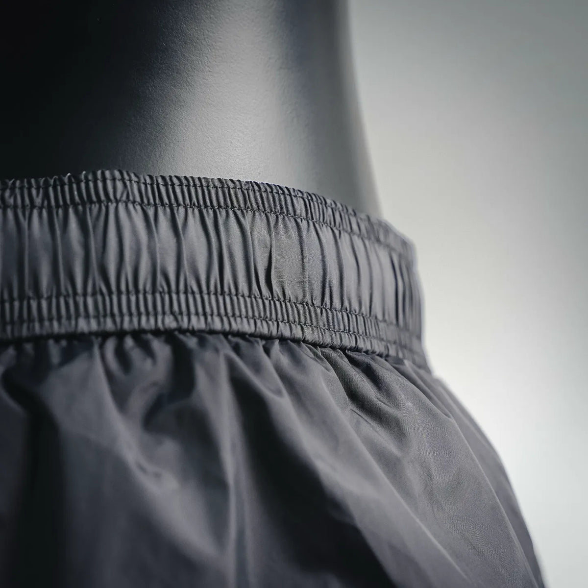 Moncler black swim shorts with gathered elastic waistband