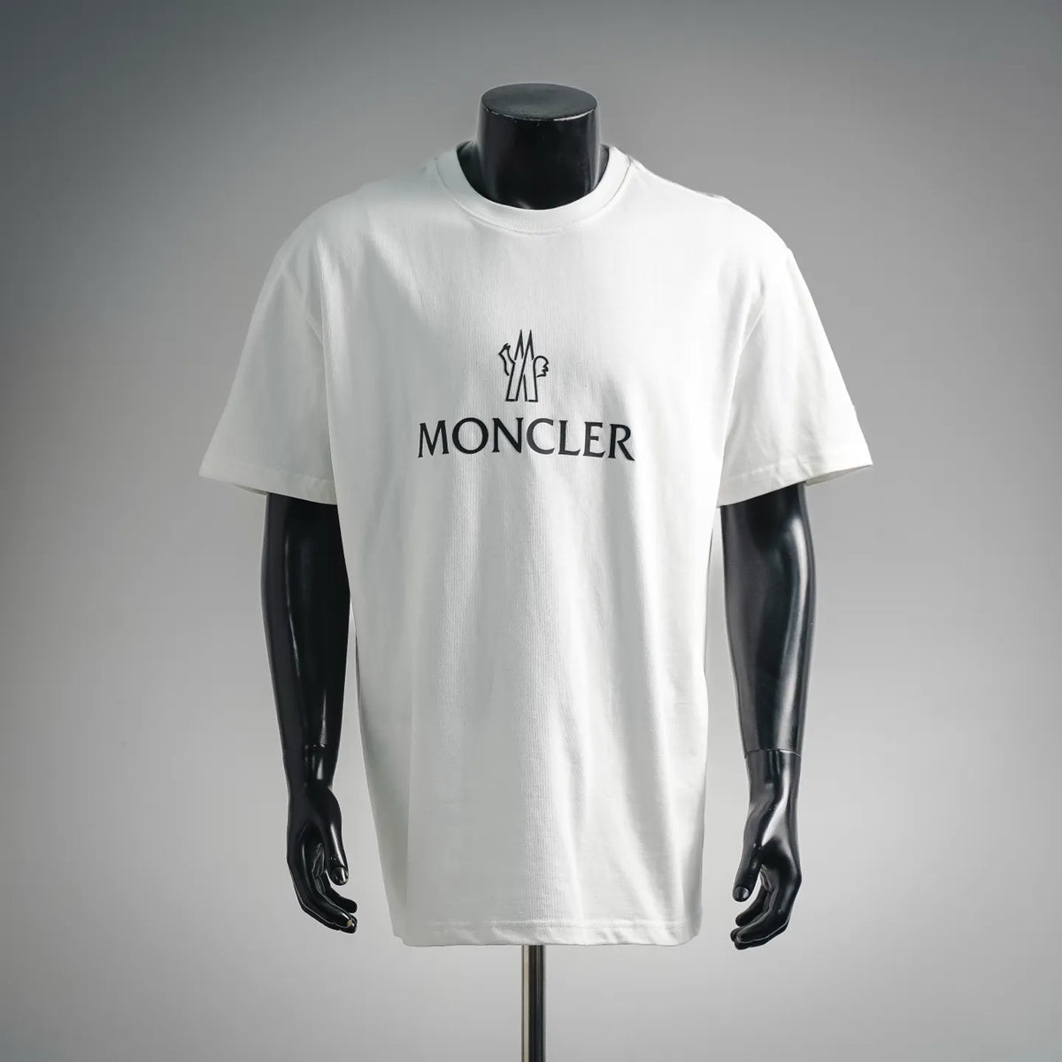 White Moncler short-sleeve T-shirt with front MONCLER logo print
