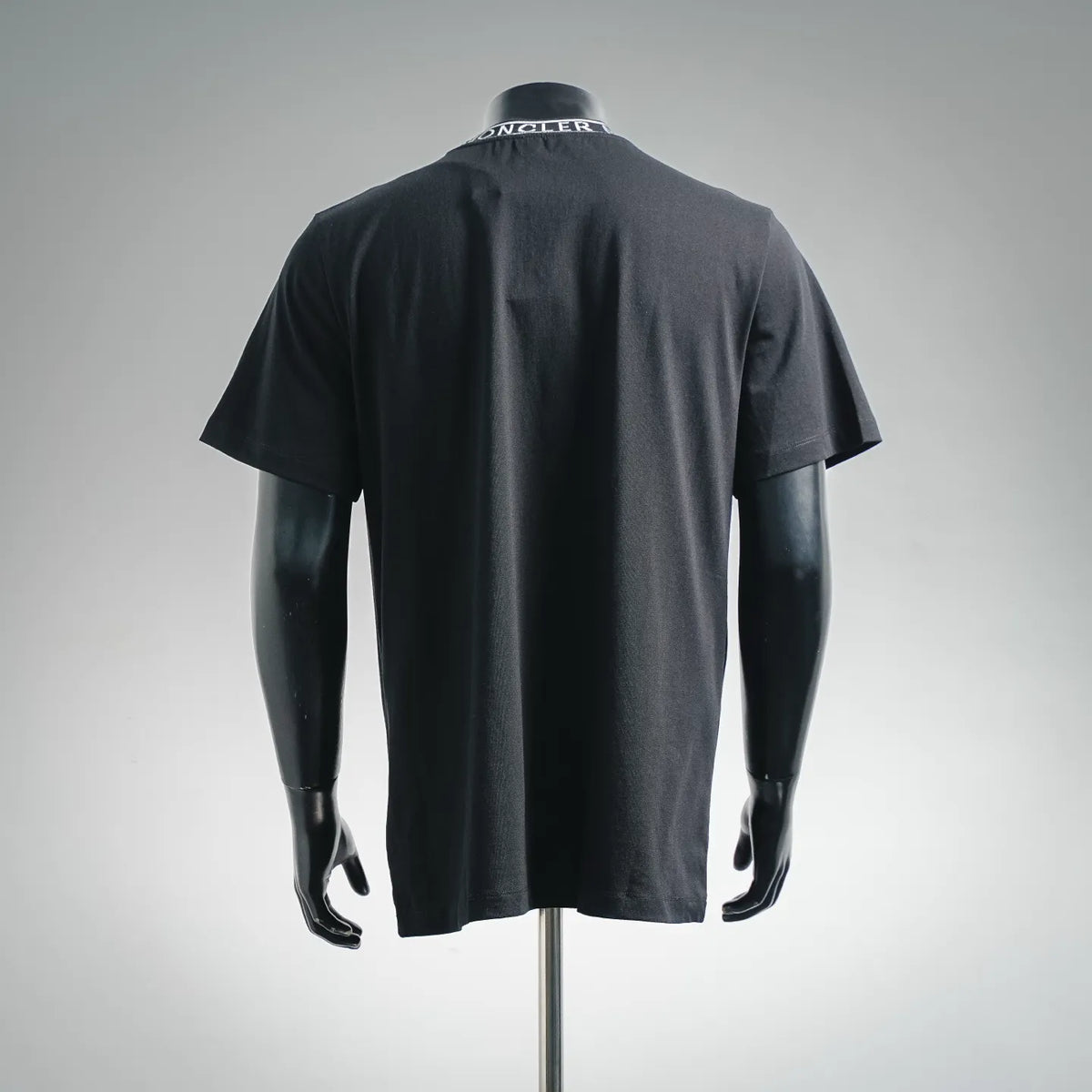 Black Moncler crew-neck T-shirt with short sleeves and plain back