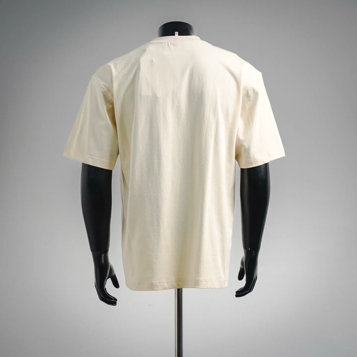 Moncler short-sleeve T-shirt back view in light cream, crew neck, plain design