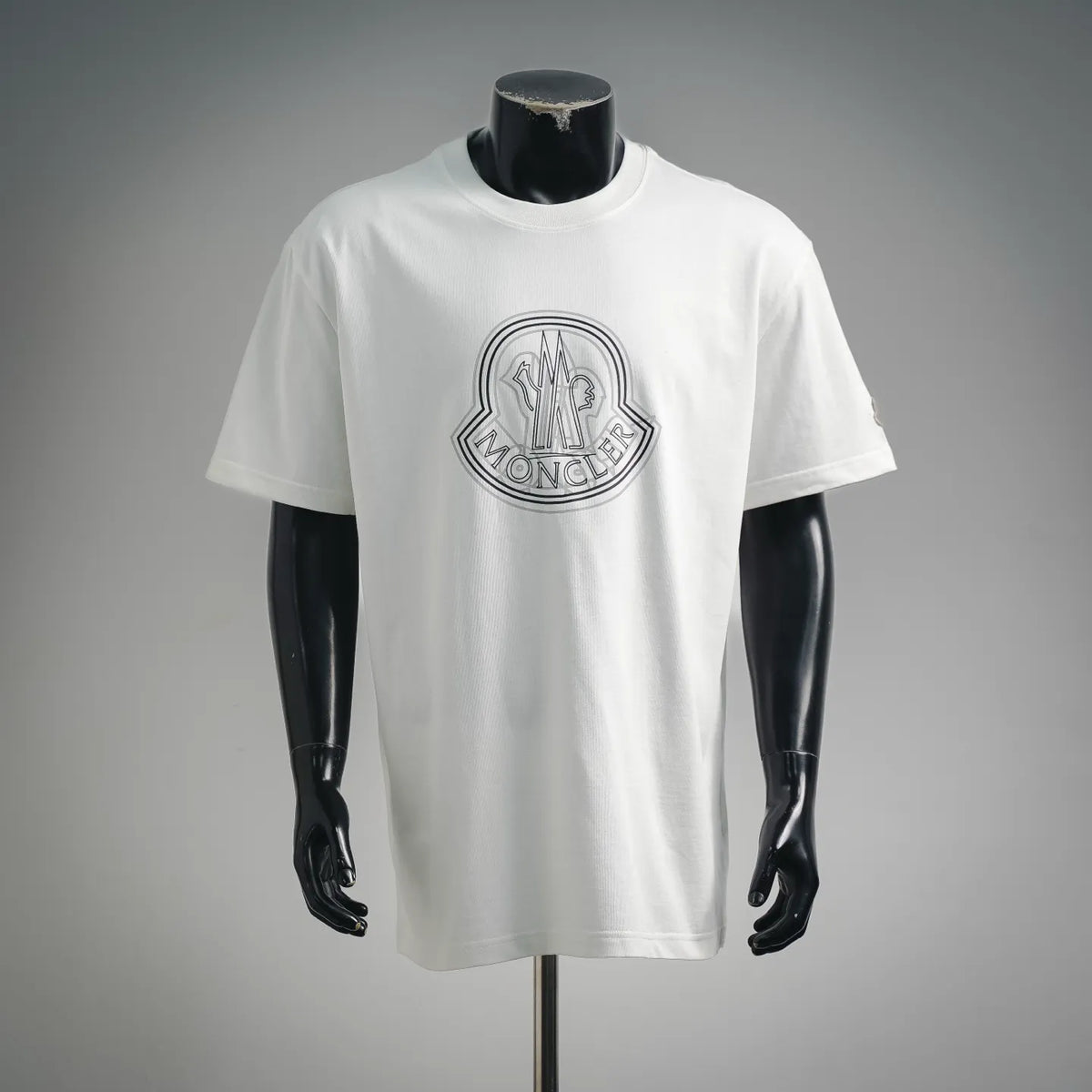 White Moncler short-sleeve T-shirt with large front crest logo print