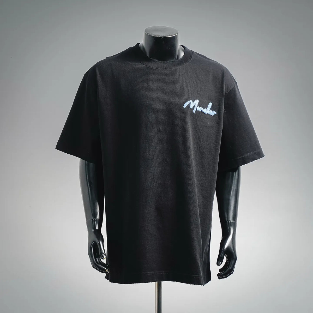 Men's Moncler black short-sleeve T-shirt with small chest logo