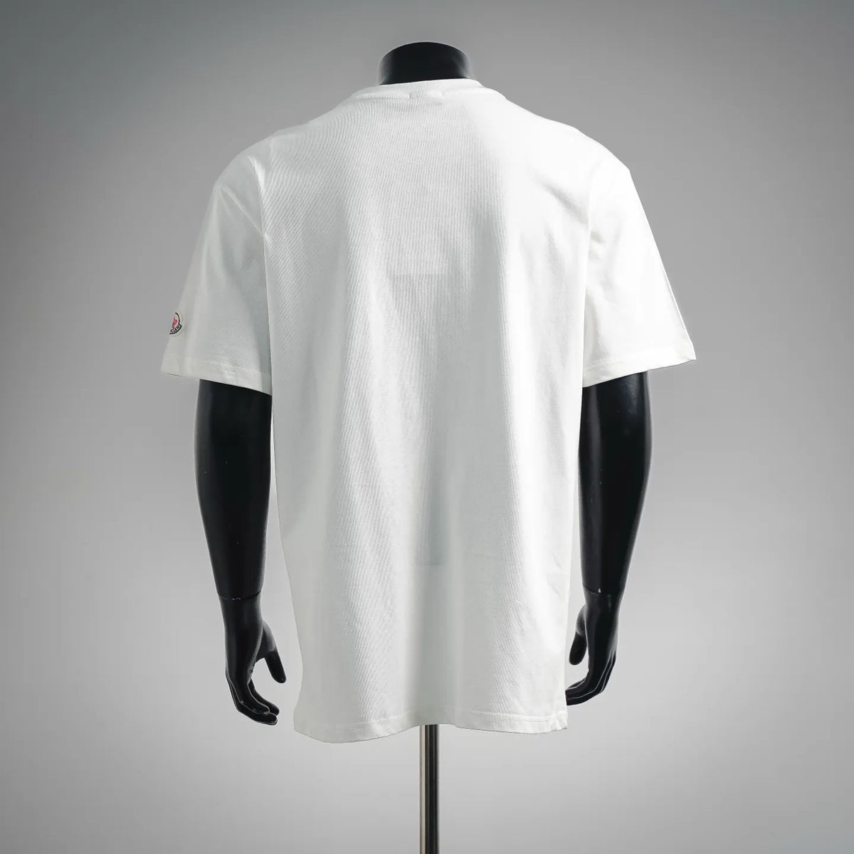 White crewneck T-shirt, back view, short sleeves