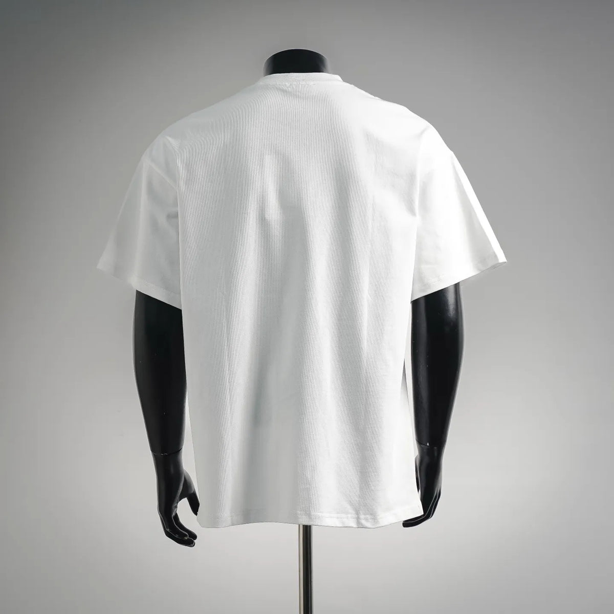 White short-sleeve T-shirt, back view with plain design