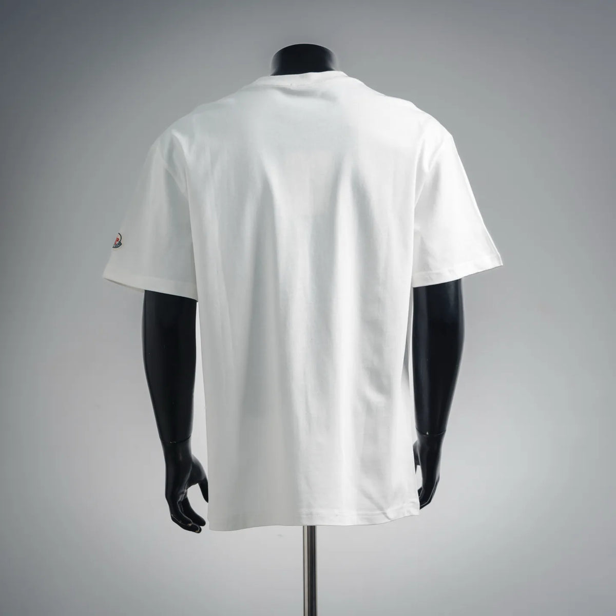 White crew-neck short-sleeve T-shirt, back view